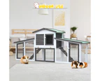 Advwin Rabbit Hutch Bunny Cage 204cm x 45cm x 85cm Large Run Wooden Pet House Chicken Coop