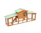 Advwin Rabbit Hutch Chicken Coop 204cm x 45cm x 85cm Large Run Wooden Outdoor Bunny Cage House