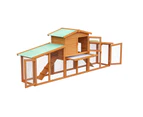 Advwin Rabbit Hutch Chicken Coop 204cm x 45cm x 85cm Large Run Wooden Outdoor Bunny Cage House