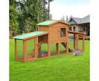 Advwin Rabbit Hutch Chicken Coop 204cm x 45cm x 85cm Large Run Wooden Outdoor Bunny Cage House