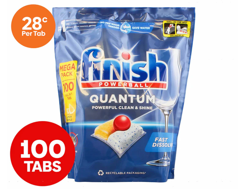 Finish Powerball Quantum Dishwashing Tabs Lemon Sparkle 100pk