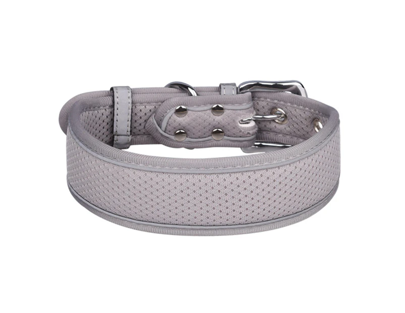 Pet Collar Reflective Stripe Anti-full Breathable Fashion Dog Necklace Loop for Medium Large Dogs-Grey-M