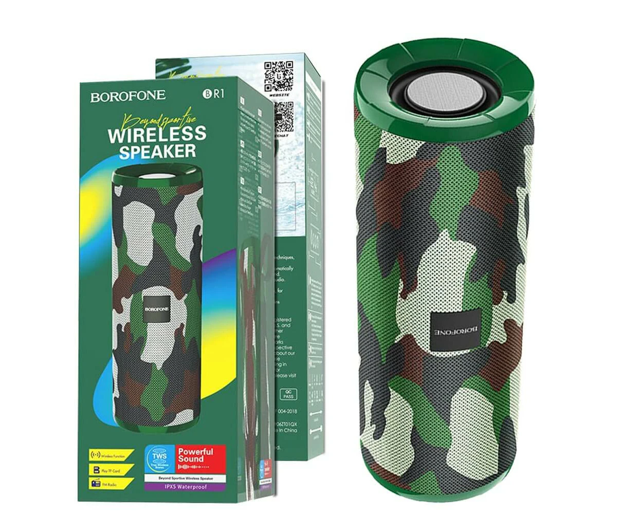 Borofone BR1 Beyond Sportive Bluetooth V5.0 Wireless Speaker (Camouflage Green)