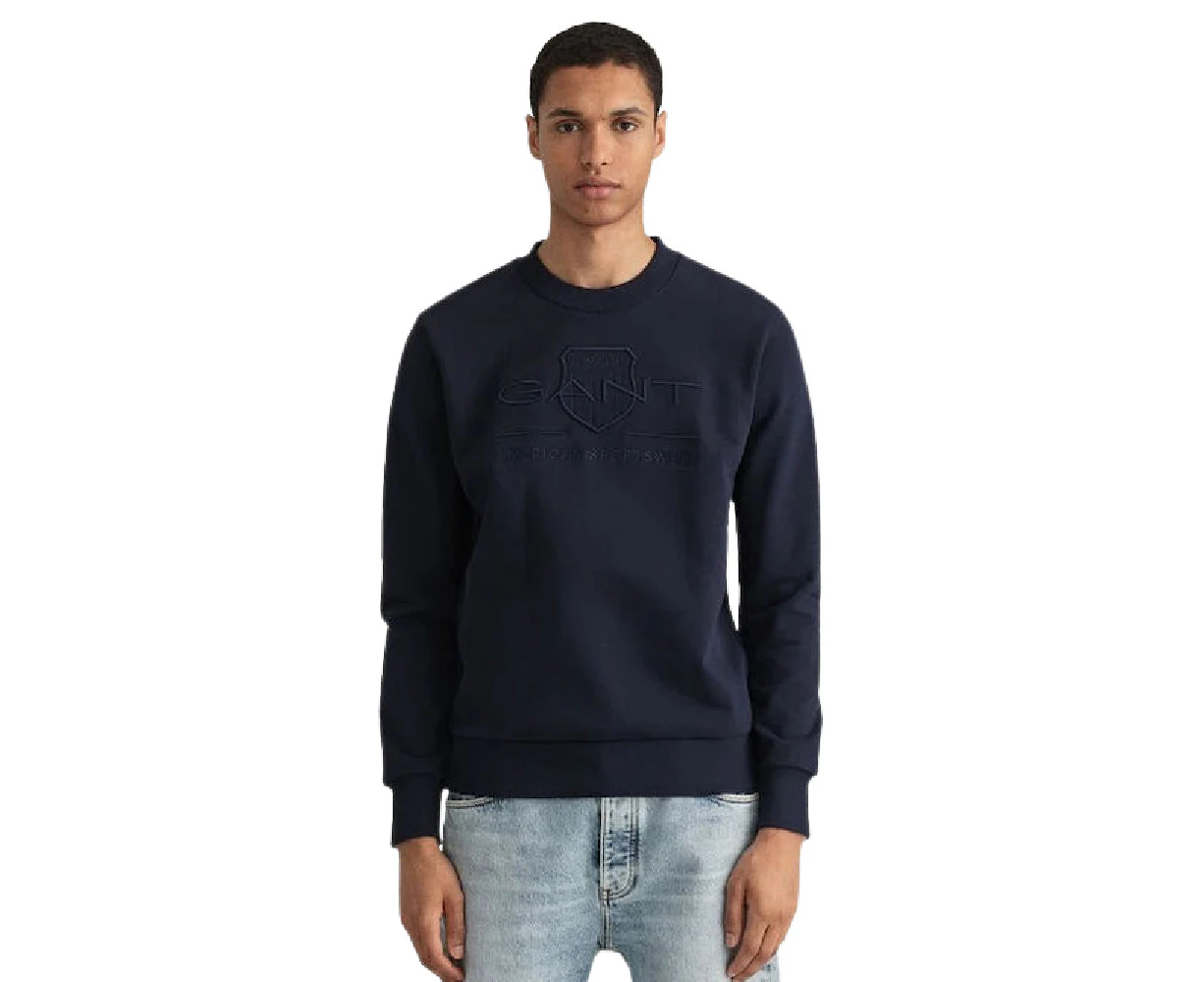 GANT | TONAL ARCHIVE SHIELD CREW NECK SWEATSHIRT EVENING BLUE