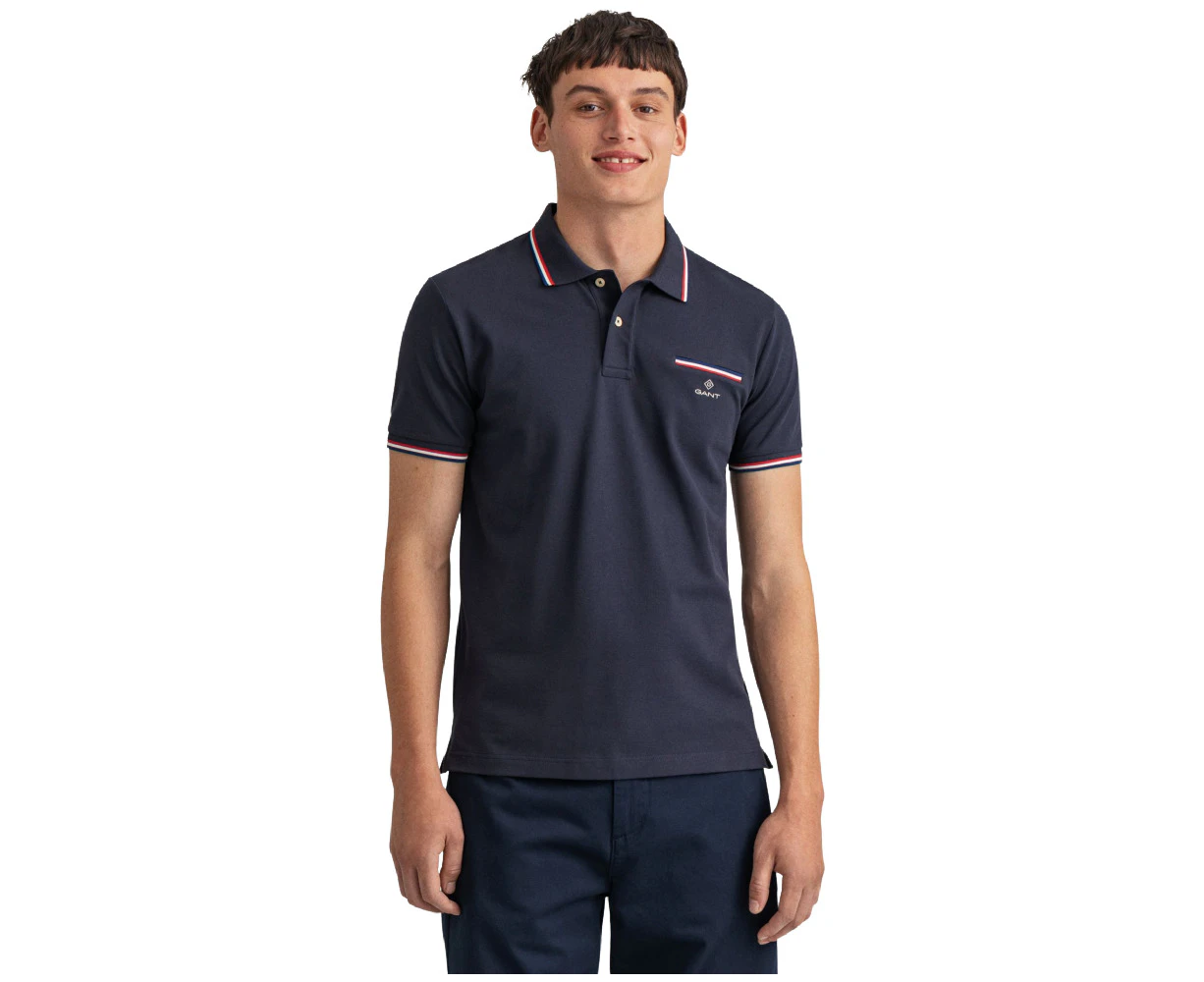 GANT | 3 COLOR TIPPING PIQUE POLO SHIRT EVENING BLUE