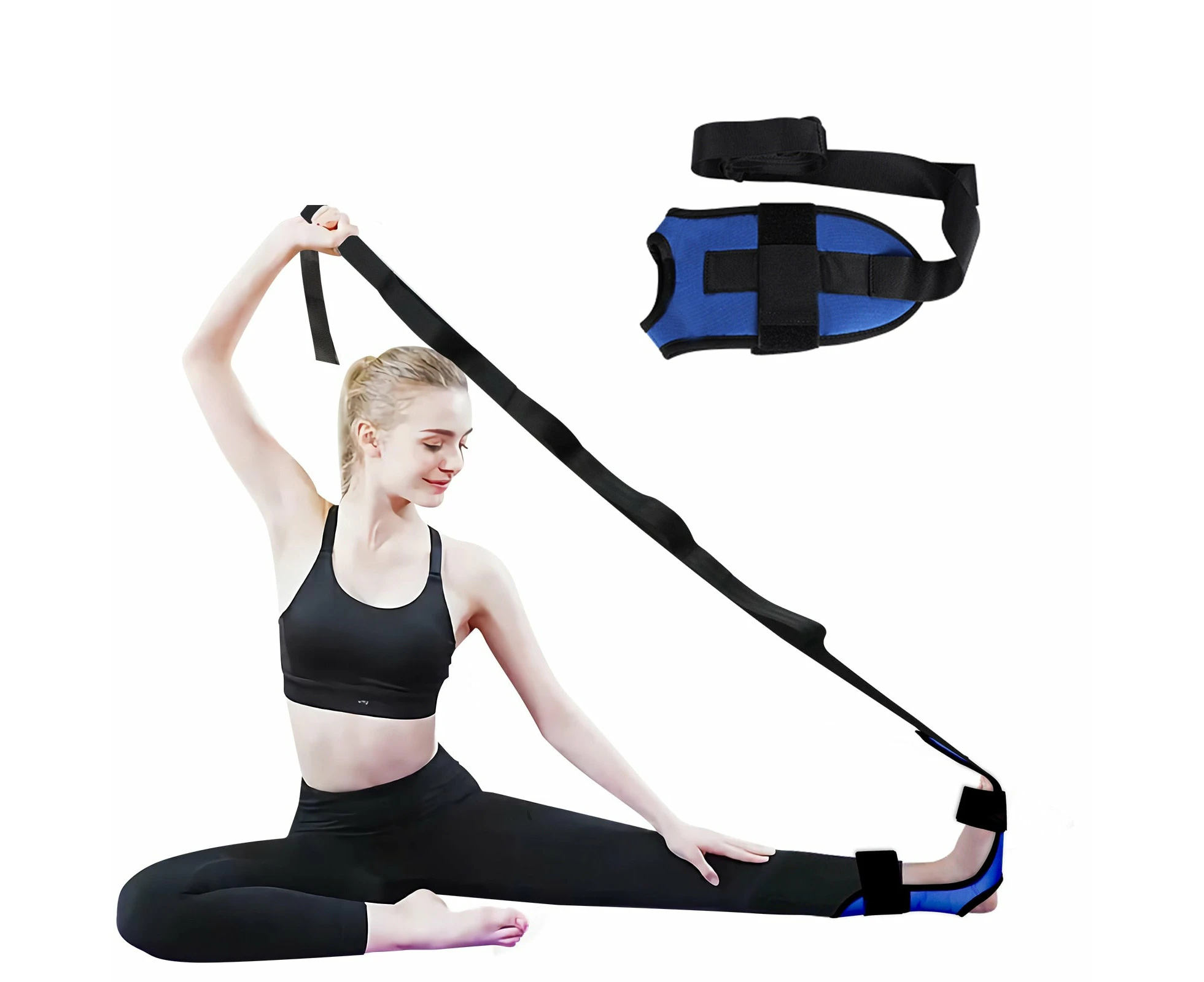 Anyfit Yoga Band Stretcher Solid Blue Strap Resistance Belt Pilates Exercise Stretcher Fitness Tool