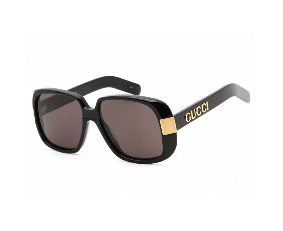 Gucci Women's GG0318S 005 Black/Gold / Grey Smoke Designer Square Sunglasses