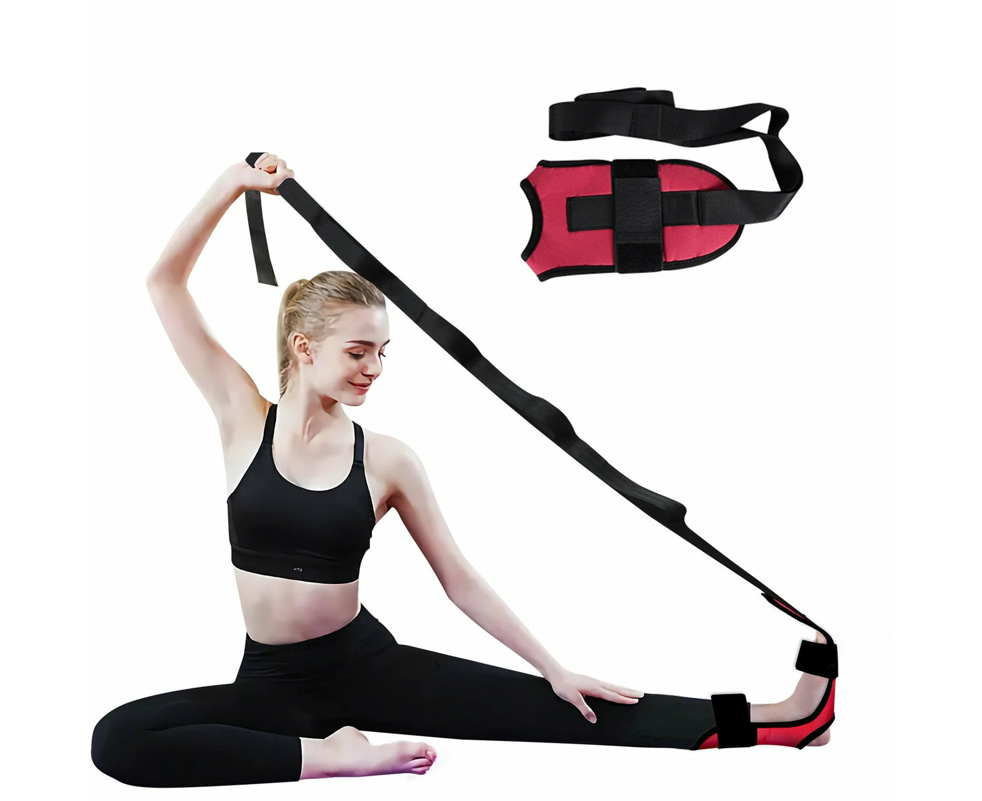 Anyfit Yoga Band Stretcher Solid Red Strap Resistance Belt Pilates Exercise Stretcher Fitness Tool