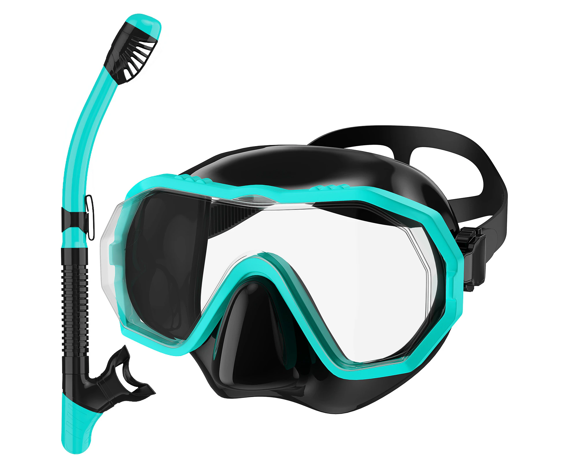 Dry Snorkel Set Anti-Fog Scuba Diving Mask Professional Snorkeling Gear Swimming Goggles Mask -Black Green