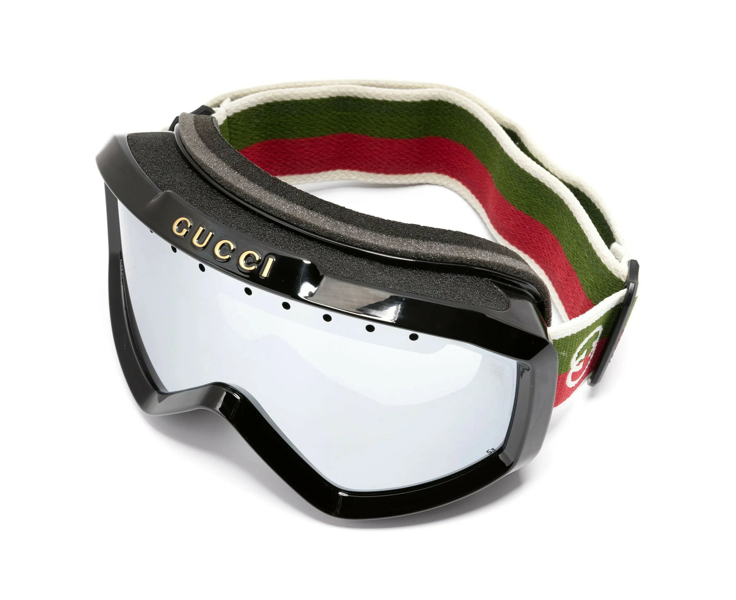 Gucci Unisex Sport Wraparound Style GG1210S 001 Black-Green / Silver Full Rim Plastic Frame Sunglasses