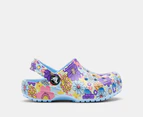 Crocs Toddler Girls' Retro Floral Classic Clogs - Blue Mountain