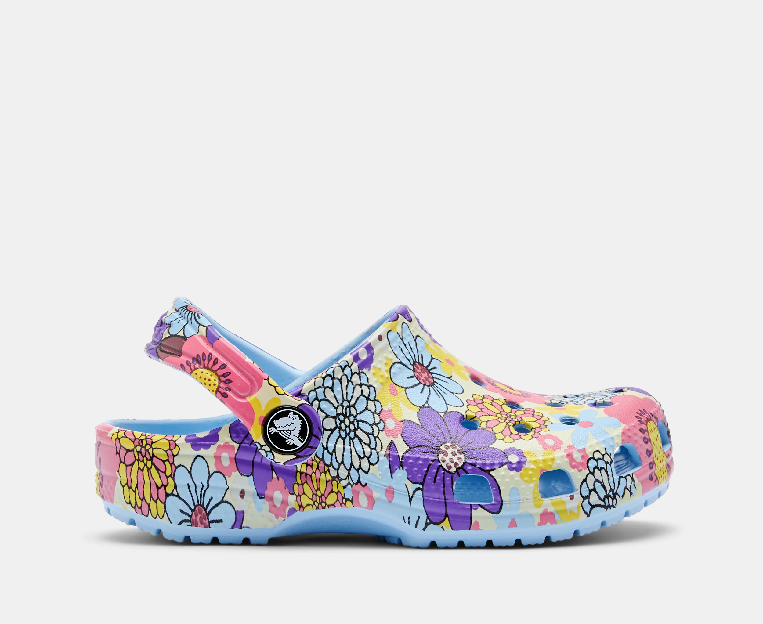 Crocs Girls' Retro Floral Classic Clogs - Blue Mountain