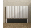 Upholstered Bed Head with Vertical Panels in King, Queen and Double Size (Ivory White Boucle)