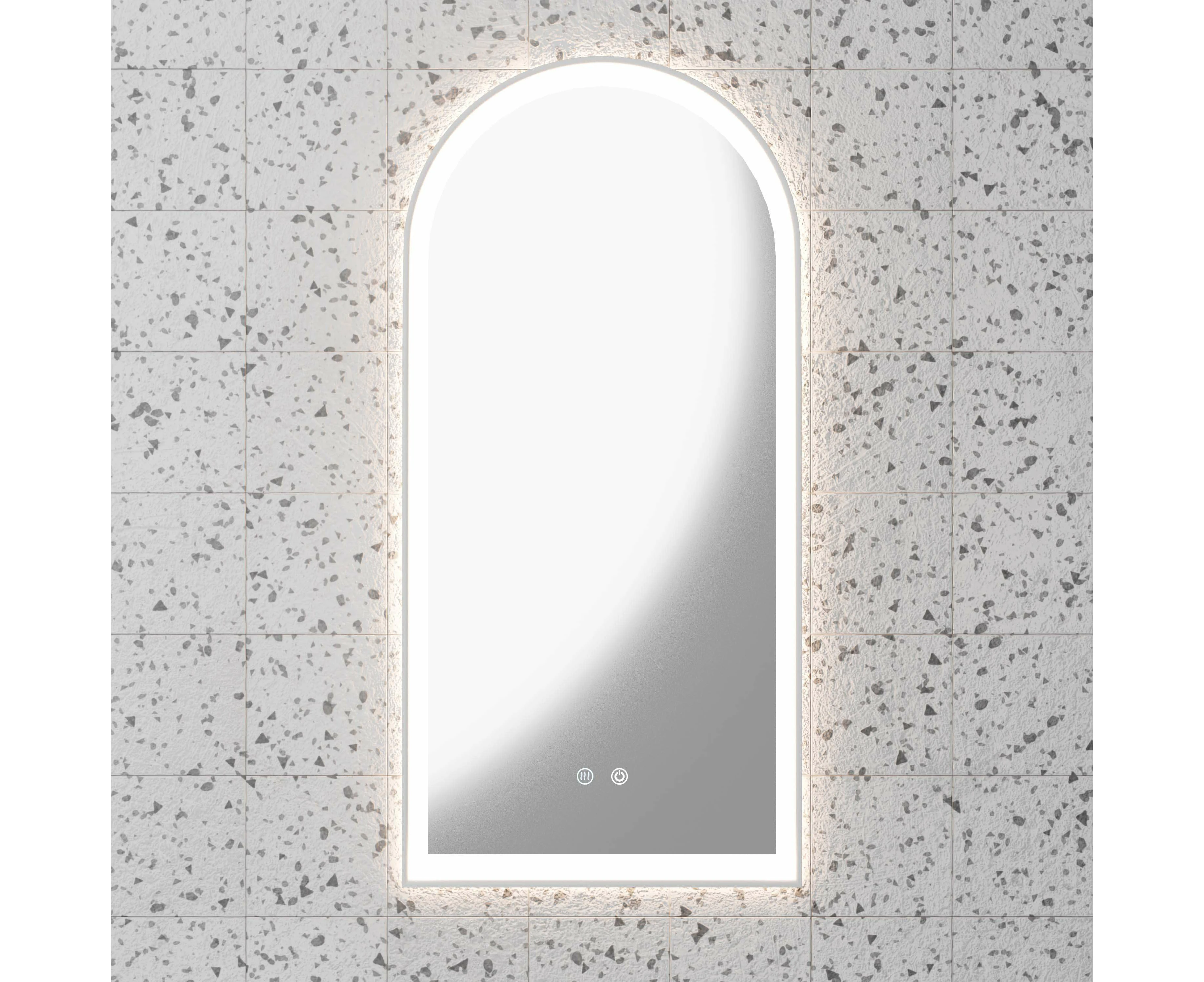 The Arch Matte White Framed LED Mirror