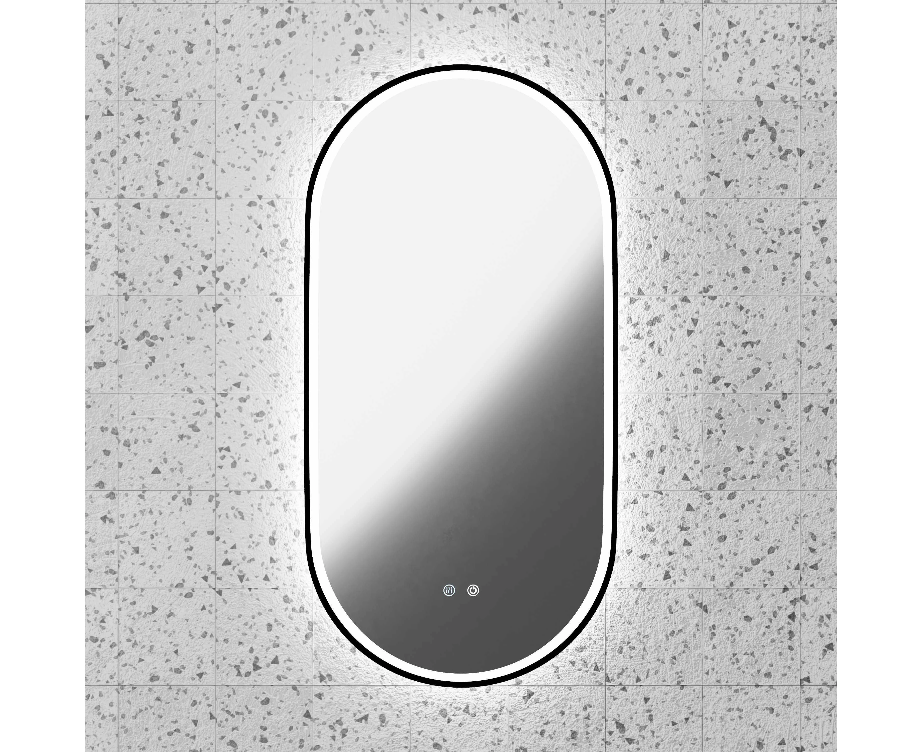 The Pill Oval Matte Black Framed LED Mirror