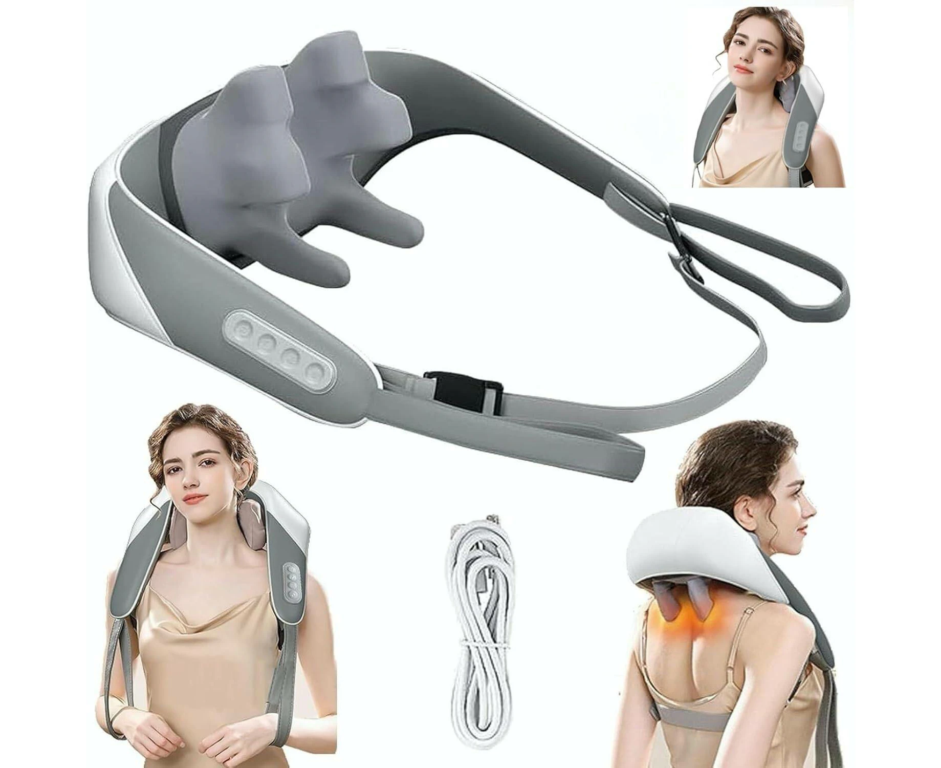 Neck Massager Back And Shoulder Rechargeable Heat Pain Relief 5D Massage