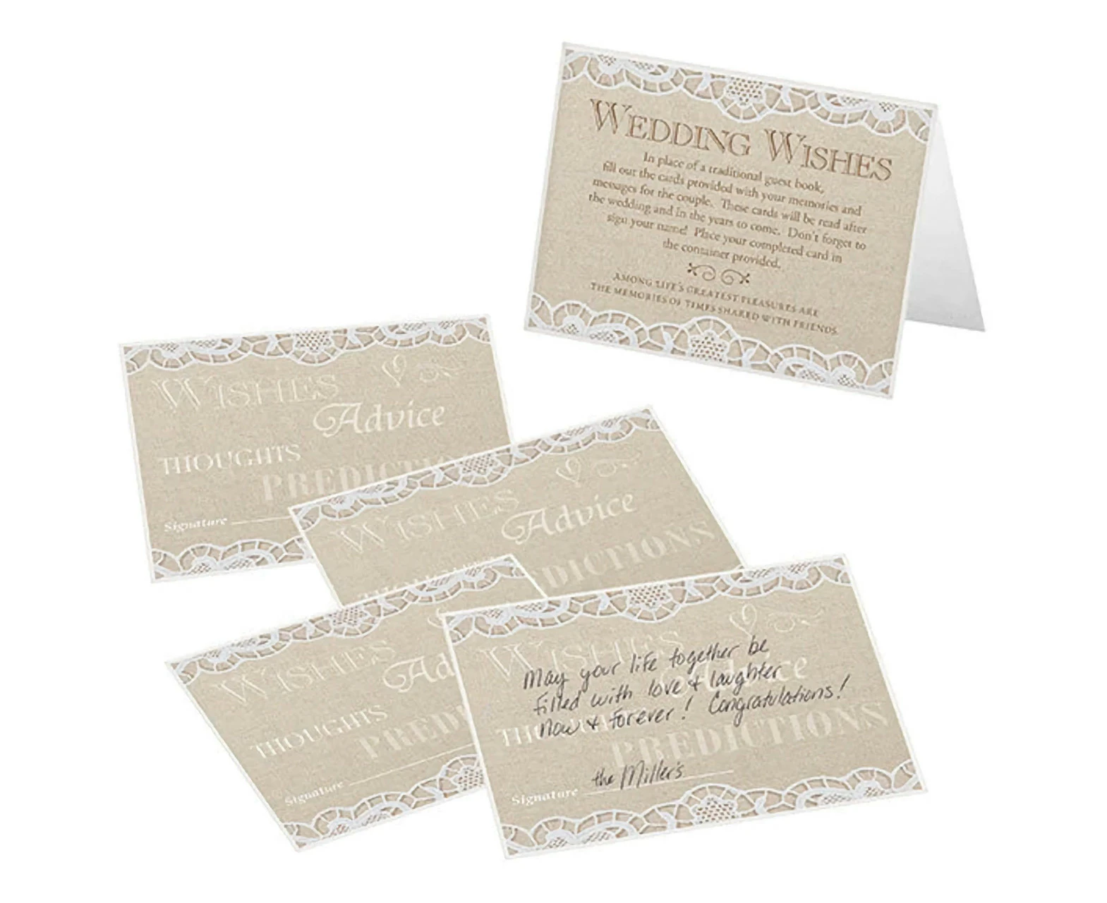 Wedding Wishes Cards Guest Book Alternative Advice Newlyweds Couple Bride Groom