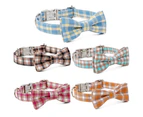 Cotton Alloy Buckle Dog Collar Pet Bowknot Checker Pet Collar