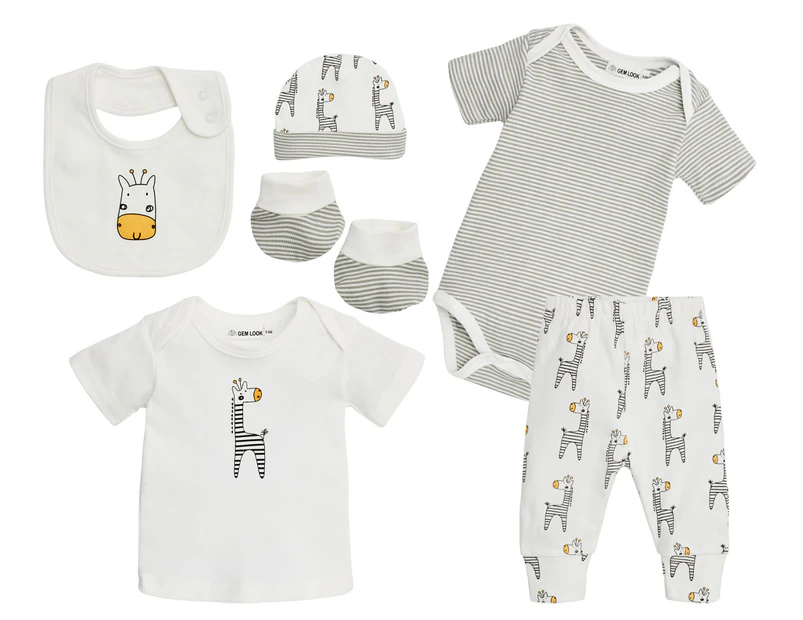 Gem Look Baby Giraffe Organic Cotton 6-Piece Clothes Set