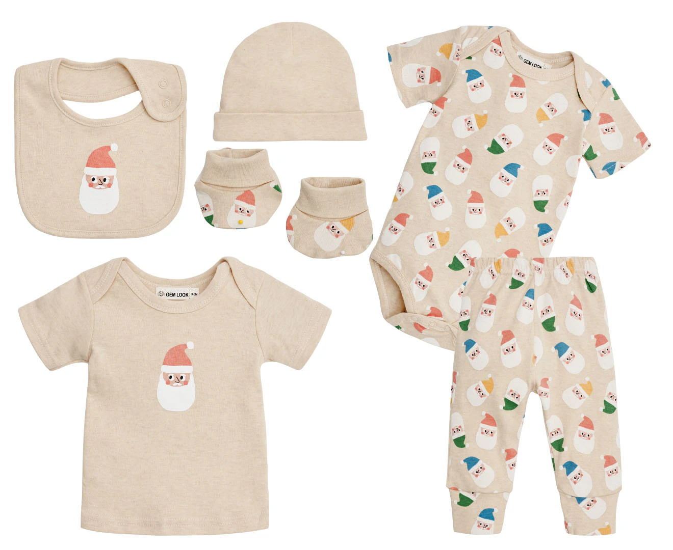 Gem Look Baby Santa Organic Cotton 6-Piece Clothes Set