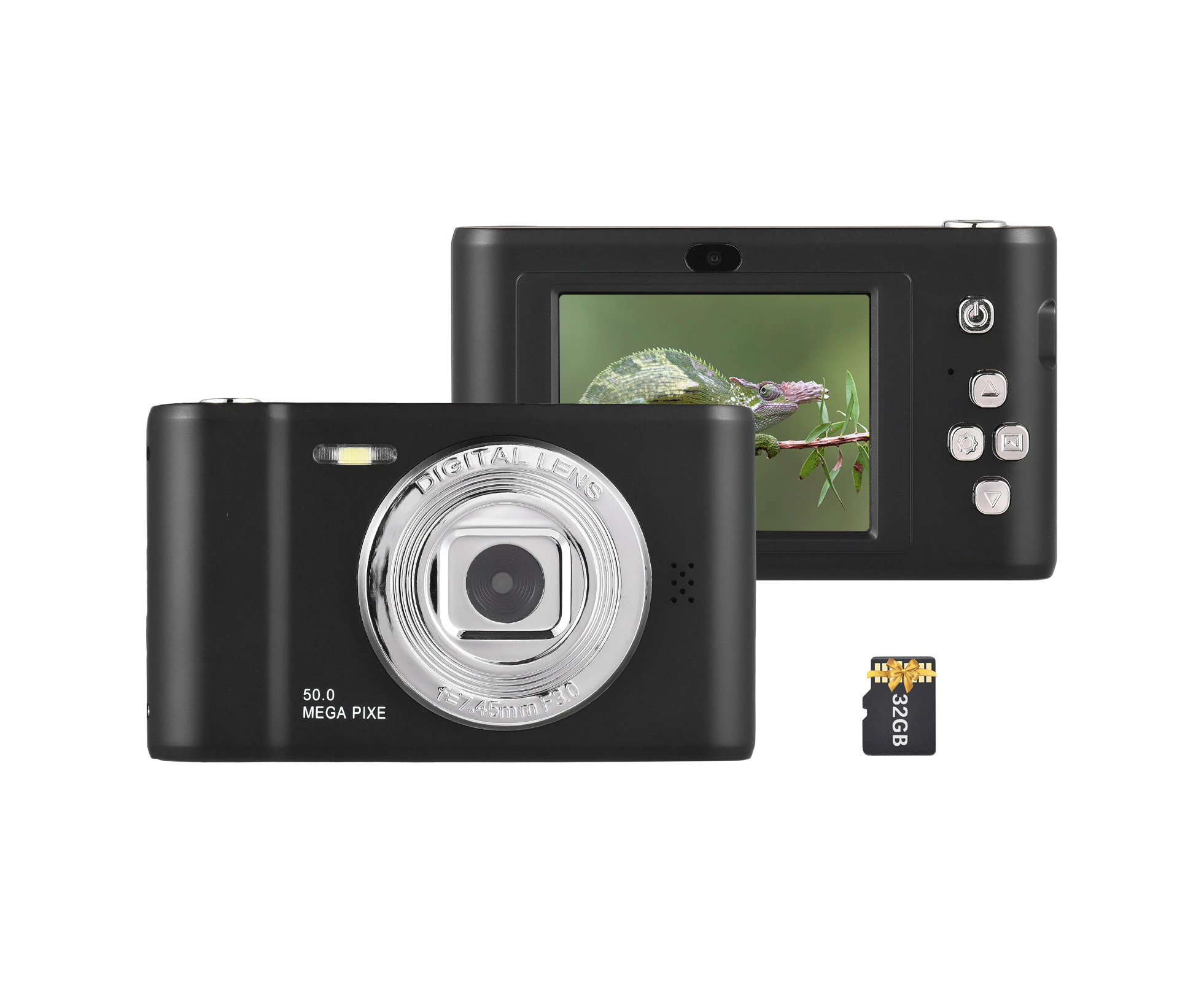 1080P Digital Camera Digital Video Camera 50MP Photo Dual Lens 2.4 Inch Screen 8X Digital Zoom Built-in Flash Battery with 32GB TF Card Birthday