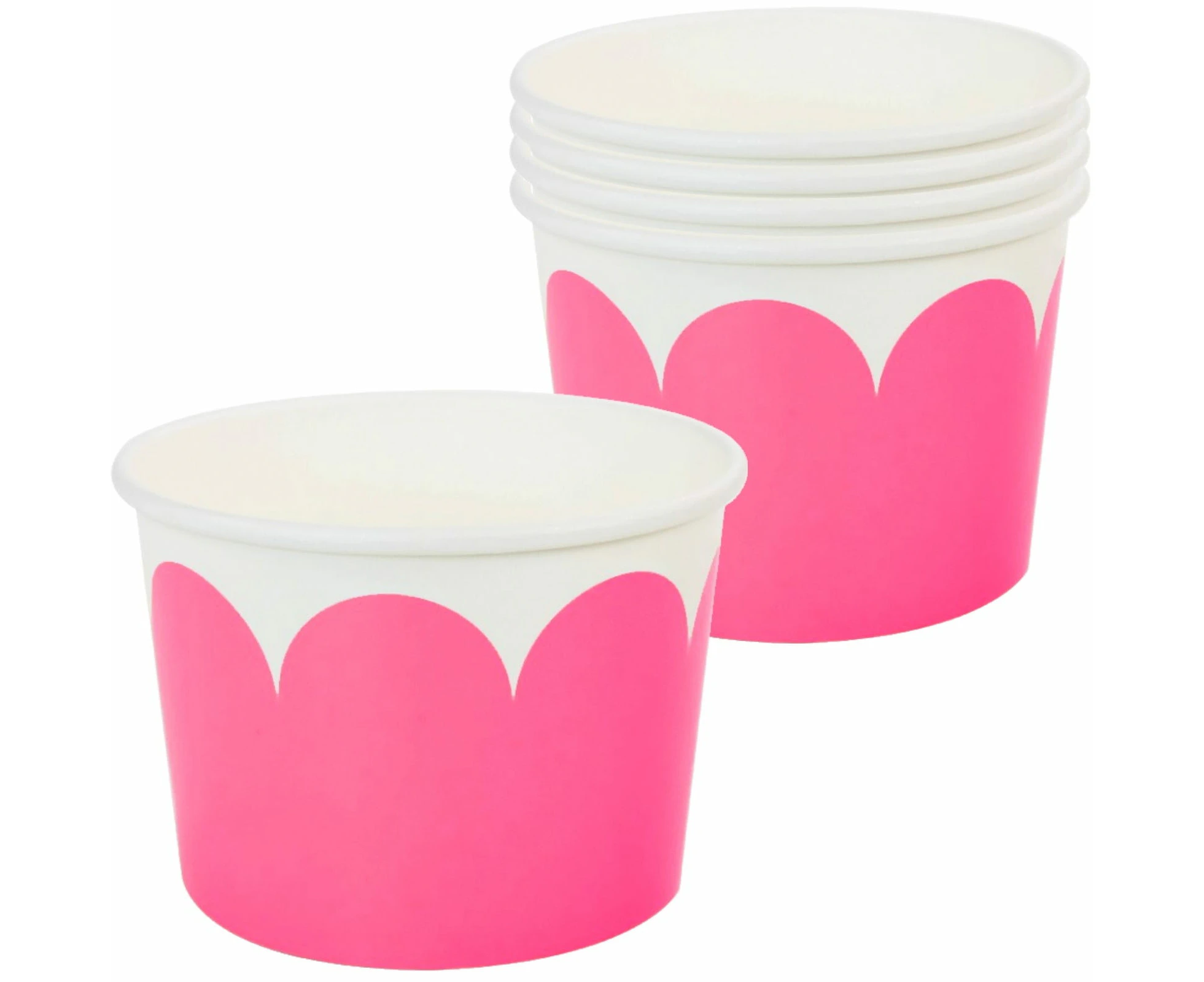 Hot Pink & White Scalloped Snack Cups (Pack of 5)