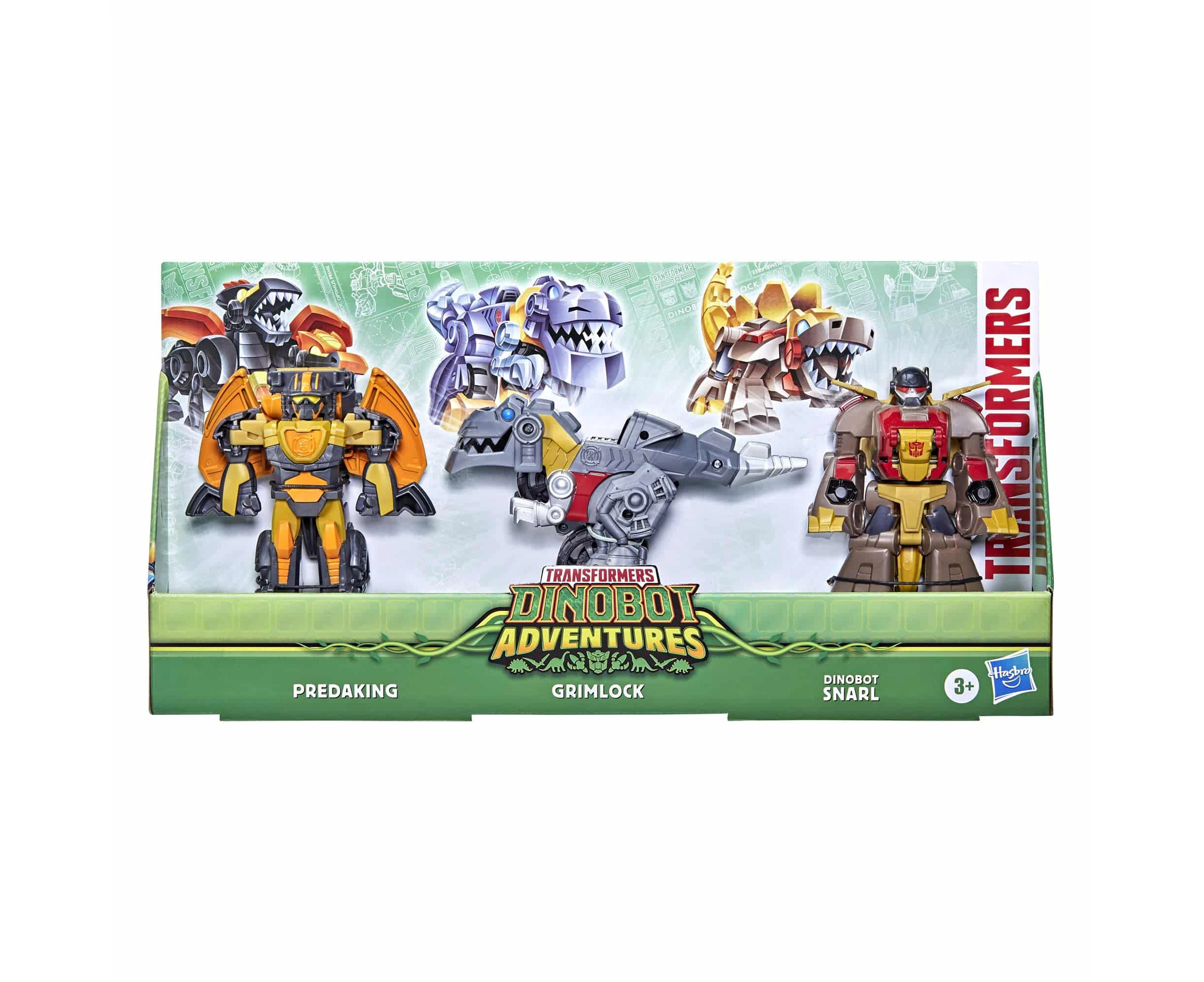 Playskool Transformers - Dinobot Adventures - Dinobot Squad - 4.5" Grimlock T-rex, Dinobot Snarl And Predaking - 3-pack - Dinosaur Action Figures