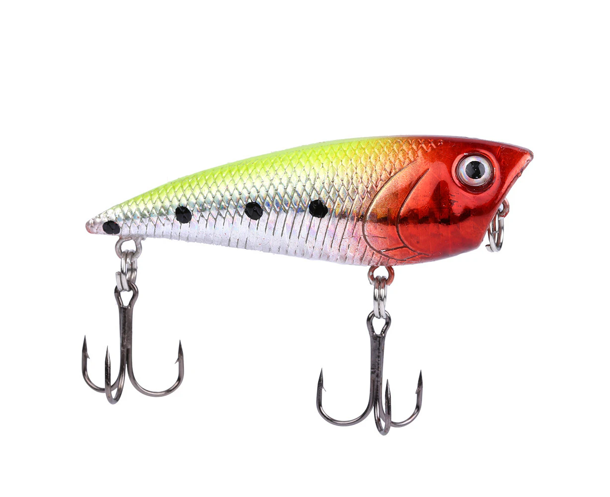 7Cm Yellow & Red Head Popper Topwater Floating Fishing  Triple Hooks Wobbler Crankbait (#3)