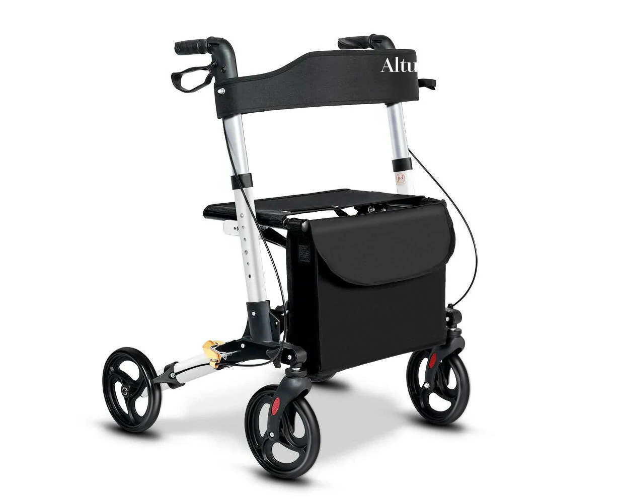 Altus Euro Walker with Seat Mobility Rollator Seat Back Bag Aluminium Frames