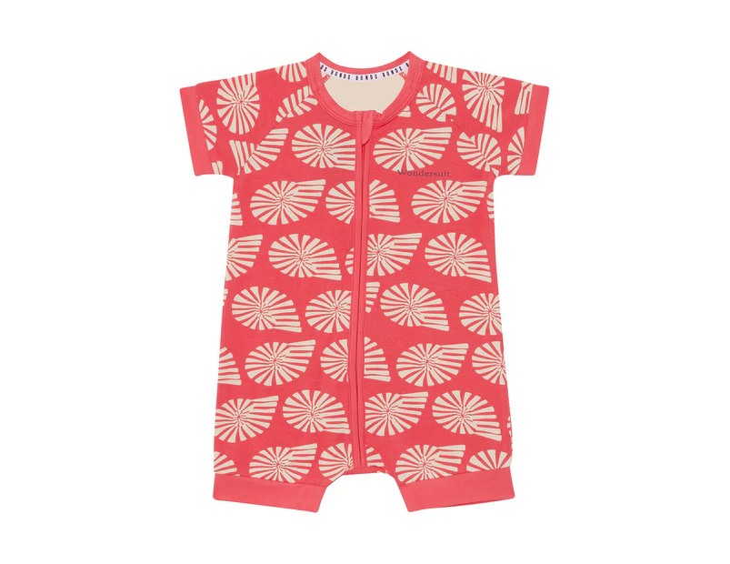 Bonds Baby/Toddler Short Sleeve Zip Romper - Seashell Symphony/Red