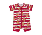 Bonds Baby/Toddler Short Sleeve Zip Romper - Gingerbread Parade/Red