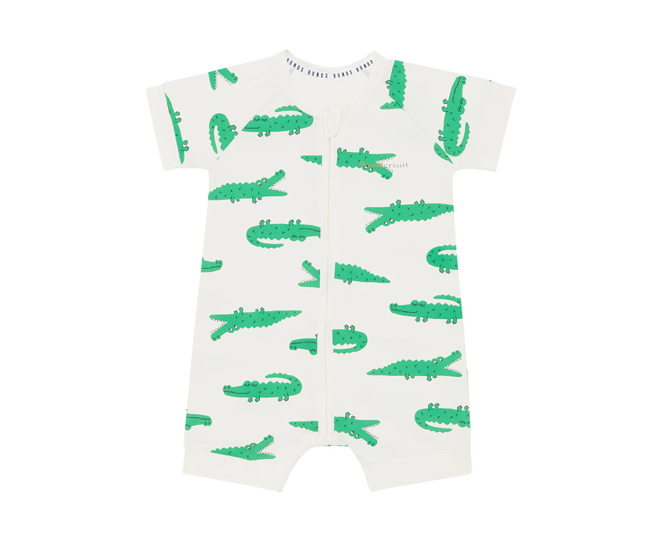 Bonds Baby/Toddler Short Sleeve Zip Romper - Crocodile Stomp/White