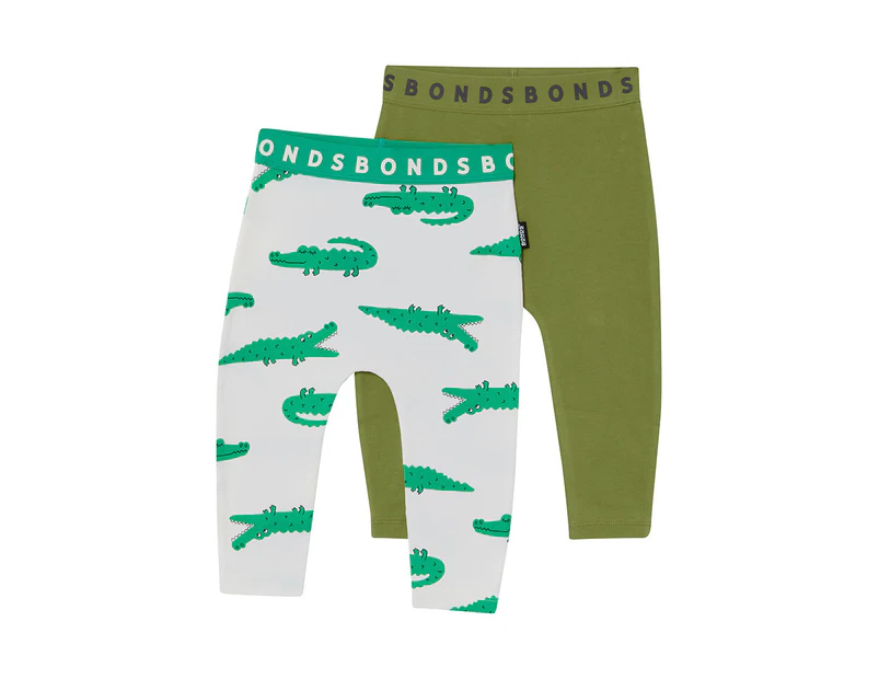 Bonds Baby Roomies Leggings 2-Pack - Crocodile Stomp/Khaki