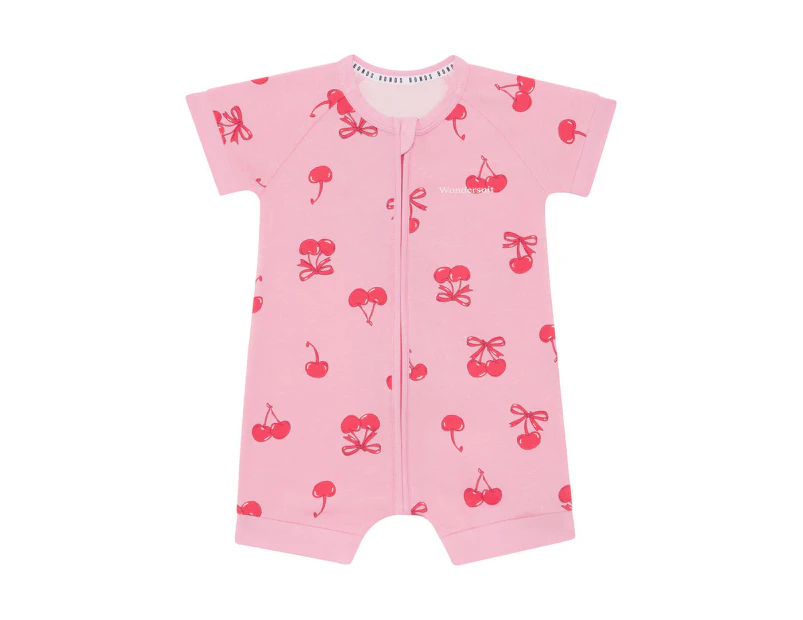 Bonds Baby/Toddler Short Sleeve Zip Romper - Cherry Bliss/Pink