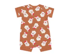 Bonds Baby/Toddler Short Sleeve Zip Romper - Mr. Clause/Brown