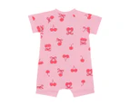 Bonds Baby/Toddler Short Sleeve Zip Romper - Cherry Bliss/Pink