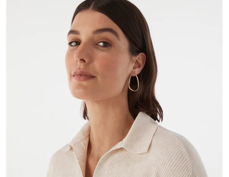 Calvin Klein Elongated Drops Hoop Earrings - Gold