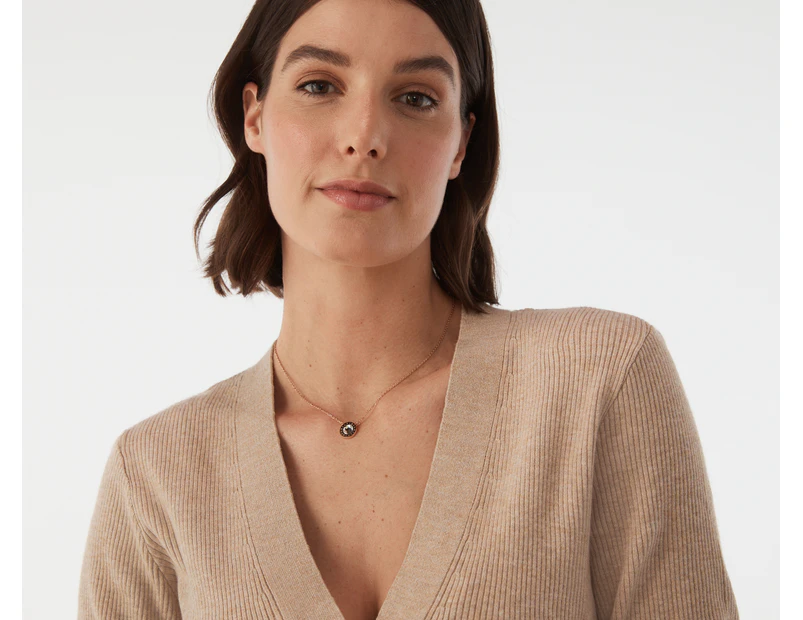 Tommy Hilfiger Branded Stone Pendant Necklace - Rose Gold