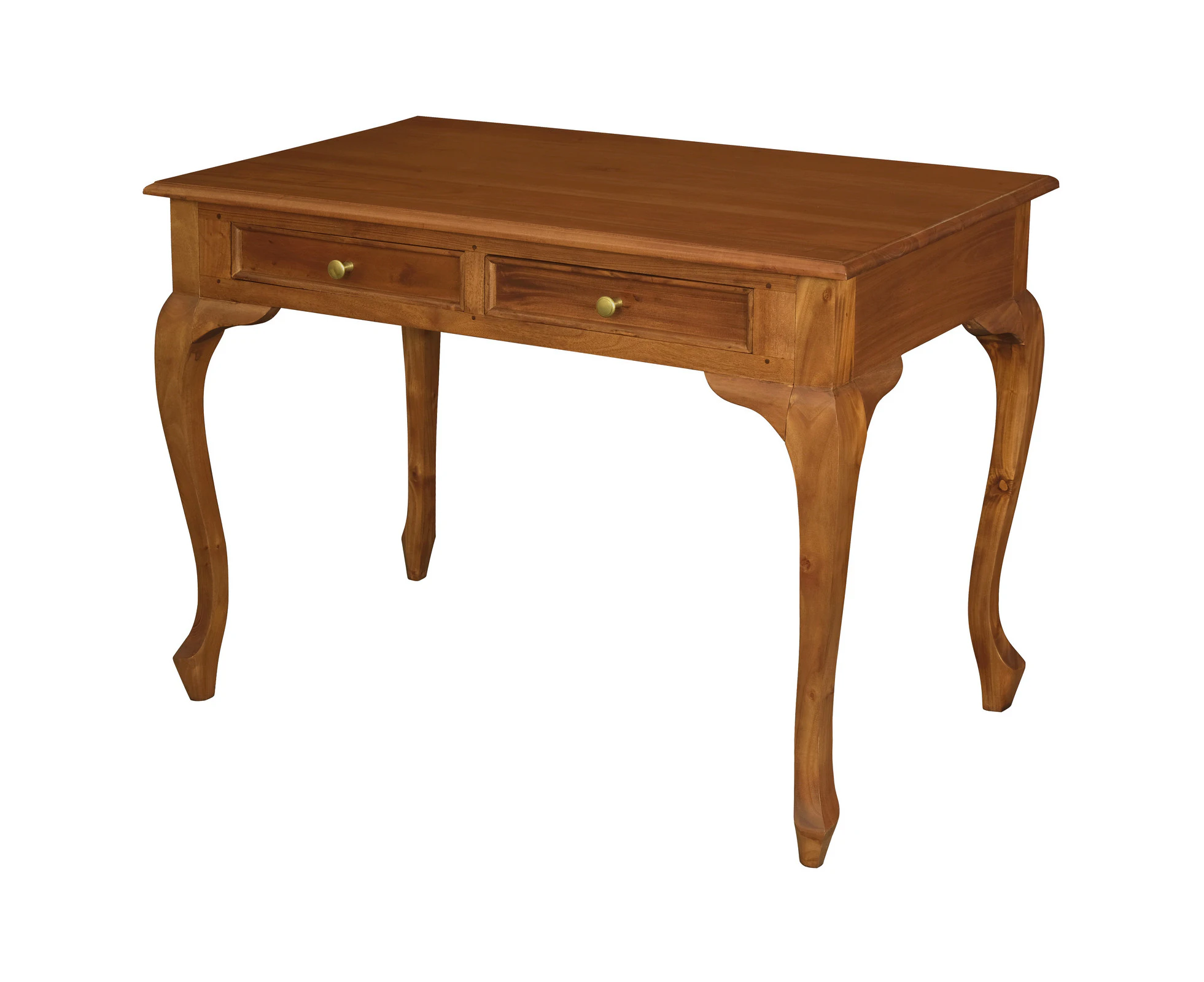 Queen Anne 2 Drawer Desk (Light Pecan)