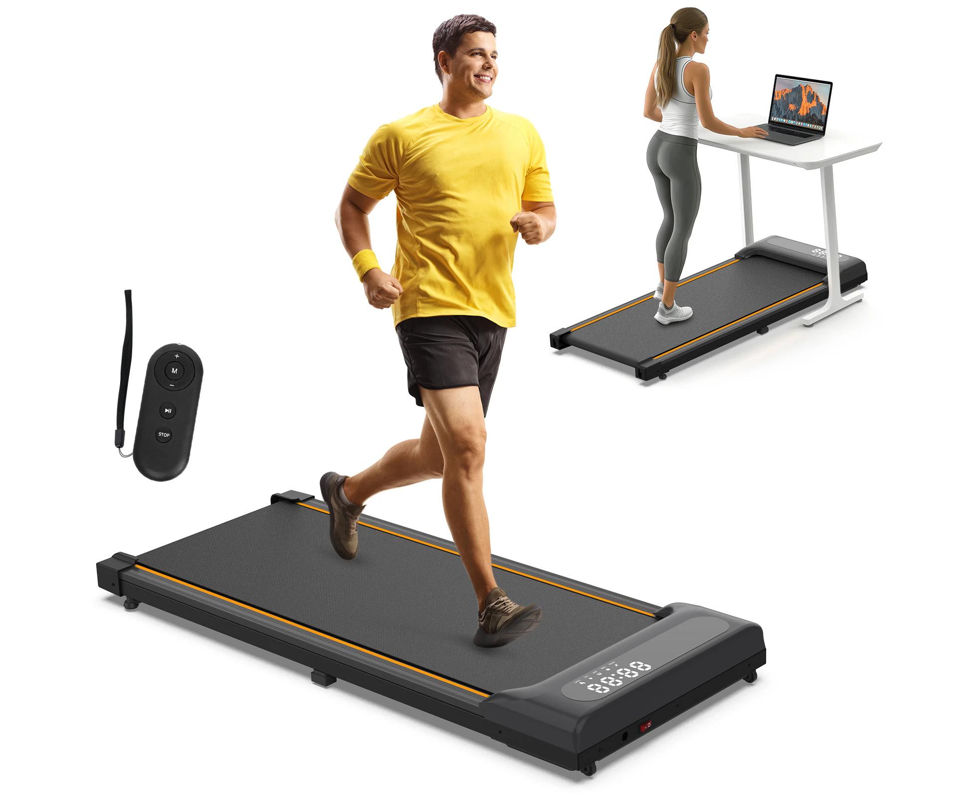 Advwin Walking Pad Treadmill, Under Desk Treadmill for Home Office, Compact Portable Walking Running Machine