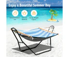 Double Hammock Chair Stand Metal Frame Outdoor Hanging Swing Chair Bed 2 Person Camping Garden Patio Beach, w/2 Chains & 2 S-hooks