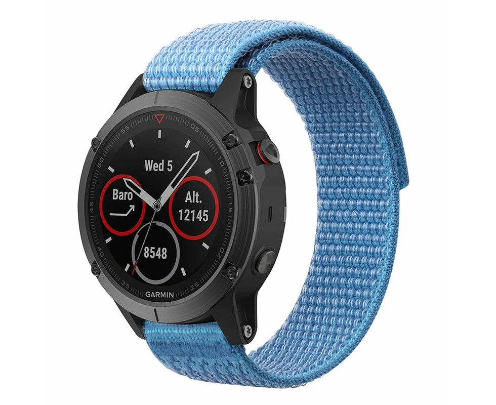 WASSUP 22mm Woven Nylon Ultralight Sport Wristband Strap for Garmin Fenix 6/Fenix 5/Fenix 7/EPIX 2/epix Pro 47mm-Sky Blue