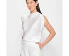 Sleeveless Satin Drape Neck Top - Preview