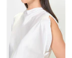 Sleeveless Satin Drape Neck Top - Preview