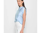 Sleeveless Satin Drape Neck Top - Preview