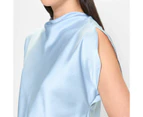 Sleeveless Satin Drape Neck Top - Preview