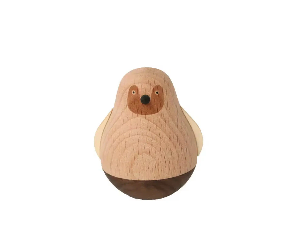 Creative Wood Crafts Animal Tumbler Decoration Paperweight Desk Decoration decorations for home desk decoration figurine Penguin