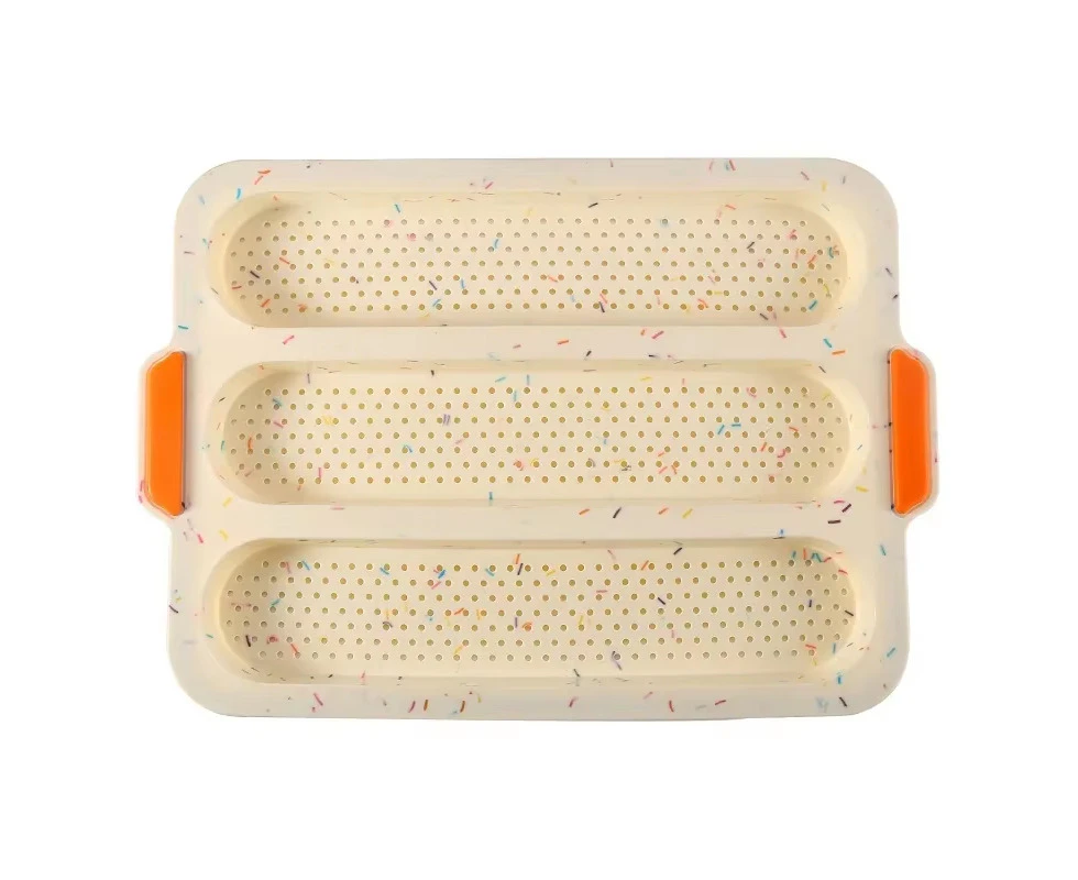 1pcs Silicone Mold French Bread Baking Mold Bread Baking Tray Nonstick Cake Baguette Mold Pans Bread Baking Tools loaf pan beige