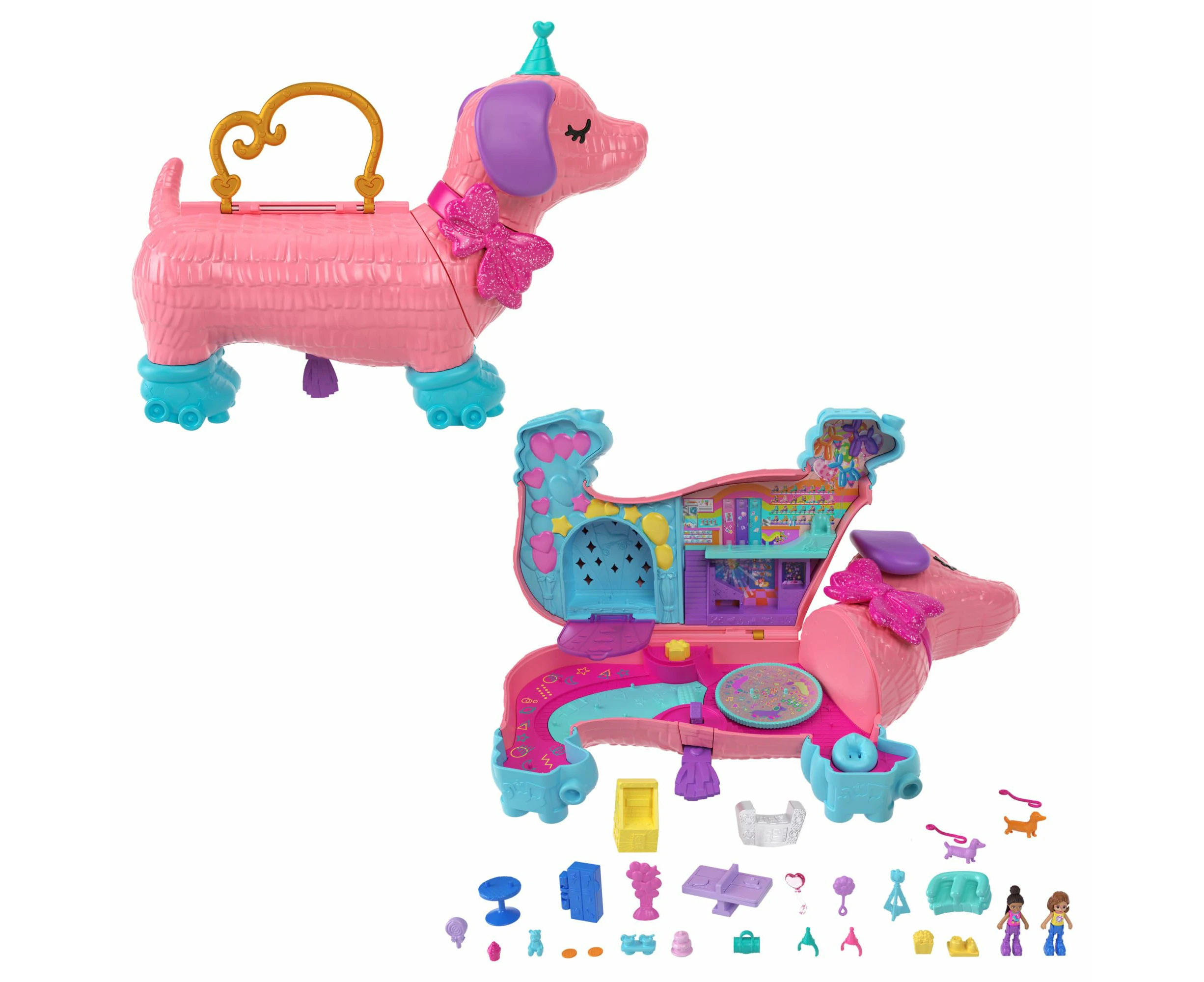 Polly Pocket Dolls and Playset, Animal Toys Puppy Party with 2 Dolls and 25+ Accessories, HKV54 - Toy for Kids - Perfect Gift for children