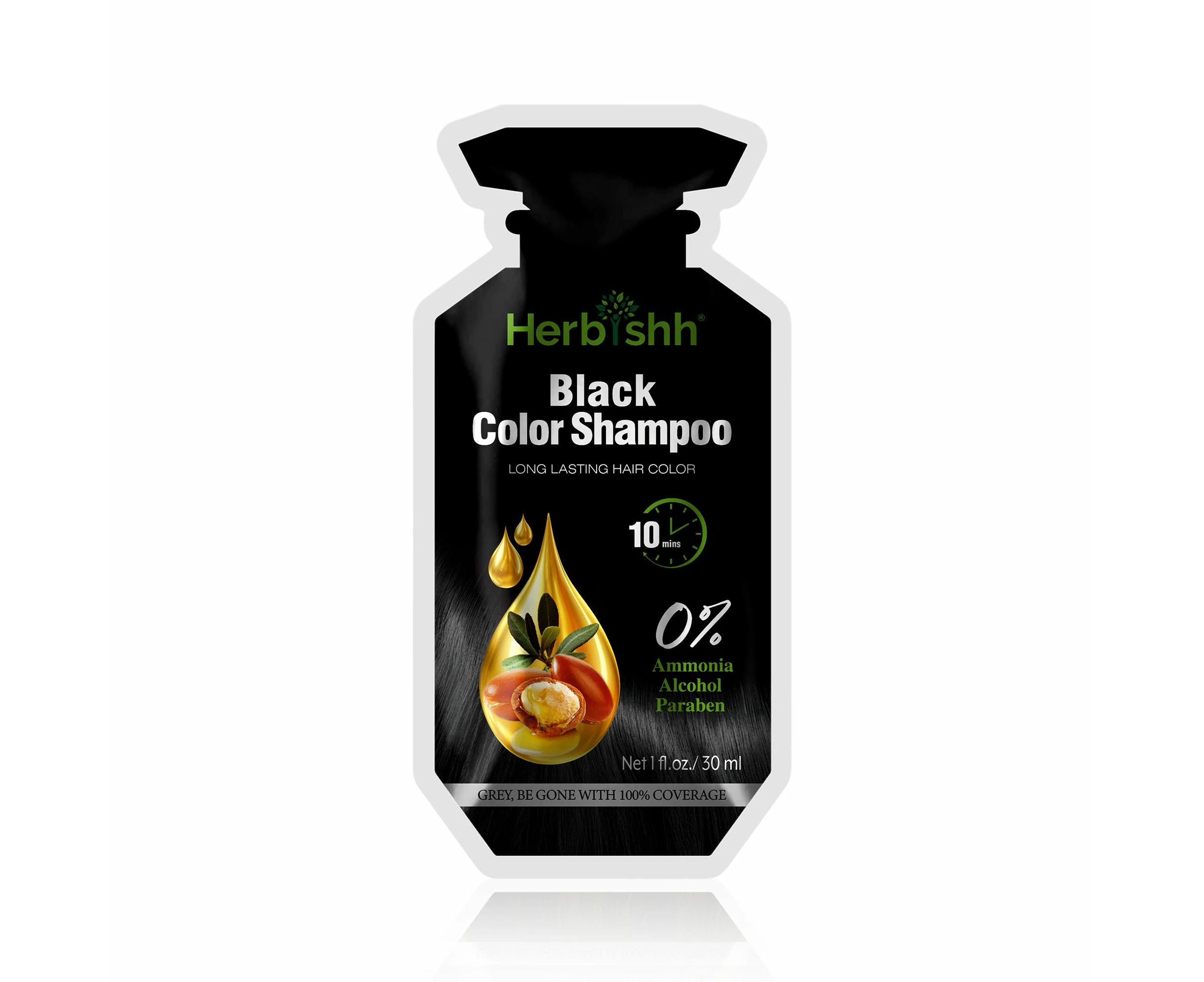 Herbishh Hair Care Permanent Color Dye Shampoo 10 pcs - 30ml - Black